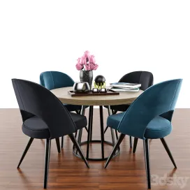 Modrest Gloria Modern Blue Chair Set With Parquet